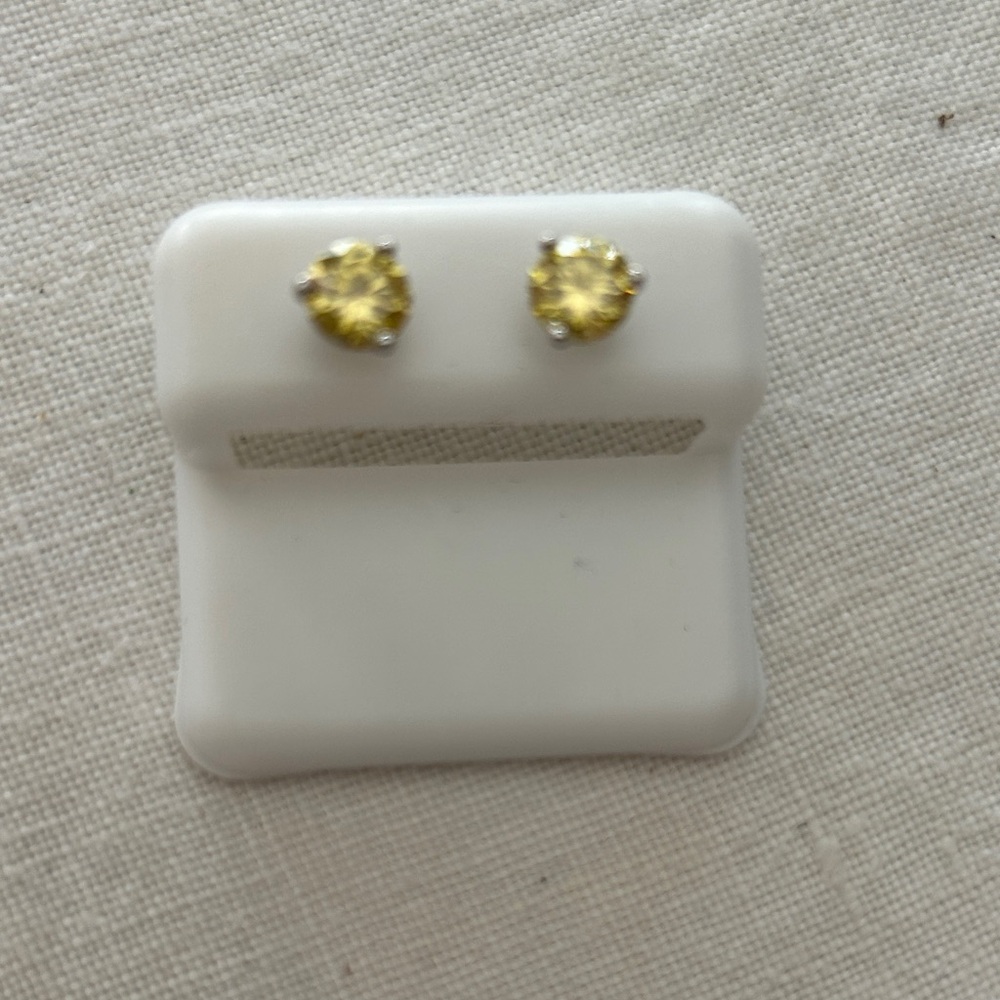 NWT Yellow Moissanite Sterling Silver .925 Stud Earrings